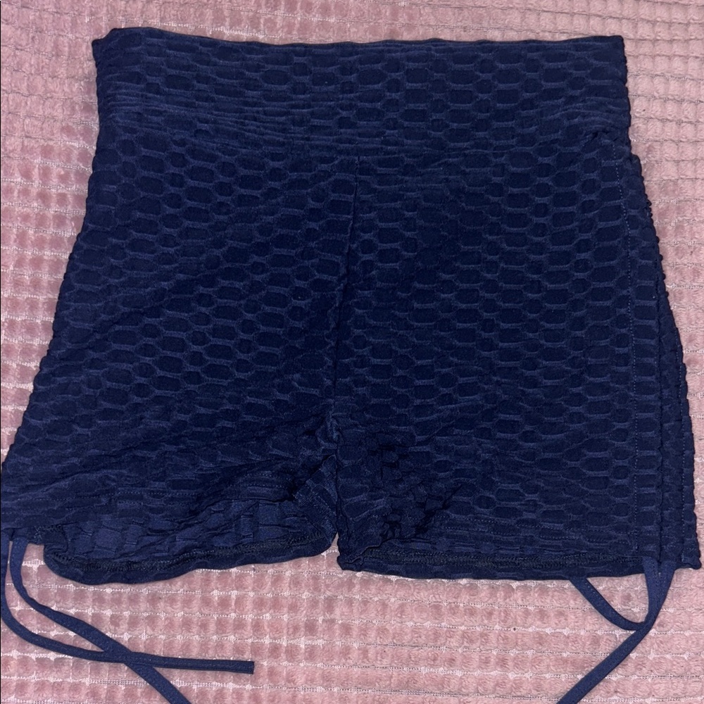 Society Deep Blue Textured Bike Shorts